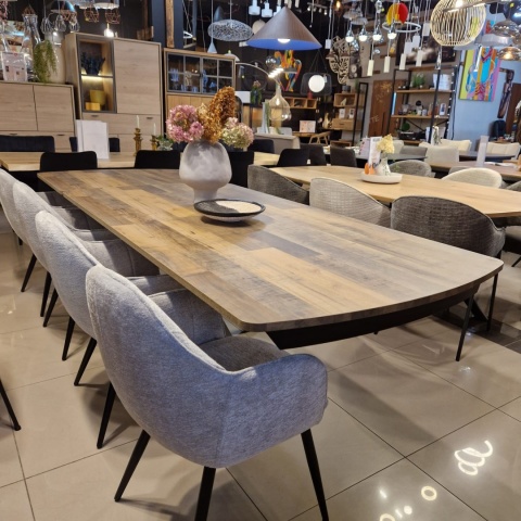 [od ręki] Rozkładany Stół Jadalniany PAVALON 200-278 cm - Blat HPL Primo Laminato Driftwood - Centralna Noga Designerska