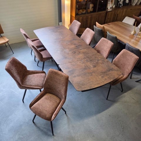 [od ręki] Rozkładany Stół Jadalniany PAVALON 200-278 cm - Blat HPL Primo Laminato Roest (Rdza) - Centralna Noga Designerska