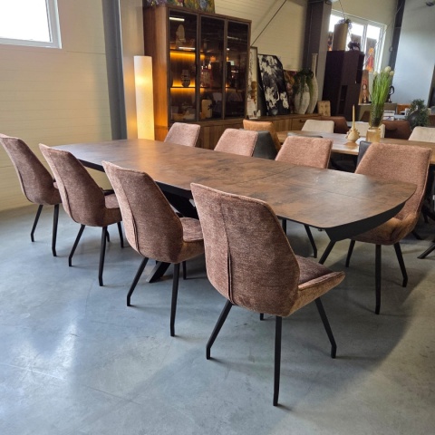 [od ręki] Rozkładany Stół Jadalniany PAVALON 200-278 cm - Blat HPL Primo Laminato Roest (Rdza) - Centralna Noga Designerska