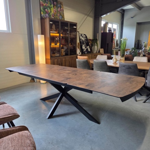 [od ręki] Rozkładany Stół Jadalniany PAVALON 200-278 cm - Blat HPL Primo Laminato Roest (Rdza) - Centralna Noga Designerska