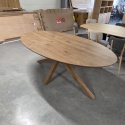 Eliptyczny Stół Jadalniany TRAPANI 210 x 120 cm - Przydymiony Fornir Mangowy Smoked - Centralna Noga Kolumnowa
