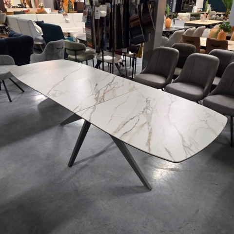 (K,defekt) Stół rozkładany ceramiczny PADOVA Xooon (180-240) cm, jasny, Nogi grafitowe