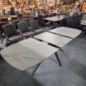 (K,defekt) Stół rozkładany ceramiczny PADOVA Xooon (180-240) cm, jasny, Nogi grafitowe