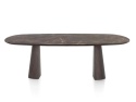 [od ręki] Owalny stół jadalniany Caletta 240 x 105 cm - Marble Brown HPL, nogi Trenton