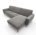 Sofa/ Narożnik z Szezlongiem PUGLIA 260 x 150 cm – Luksusowy Szenil Enzo Antracyt – Sprężyny Kieszeniowe