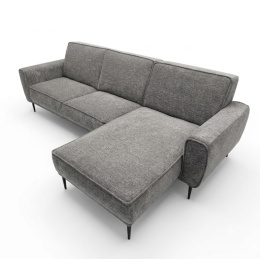 Sofa/ Narożnik z Szezlongiem PUGLIA 260 x 150 cm – Luksusowy Szenil Enzo Antracyt – Sprężyny Kieszeniowe