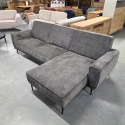 Sofa/ Narożnik z Szezlongiem PUGLIA 260 x 150 cm – Luksusowy Szenil Enzo Antracyt – Sprężyny Kieszeniowe