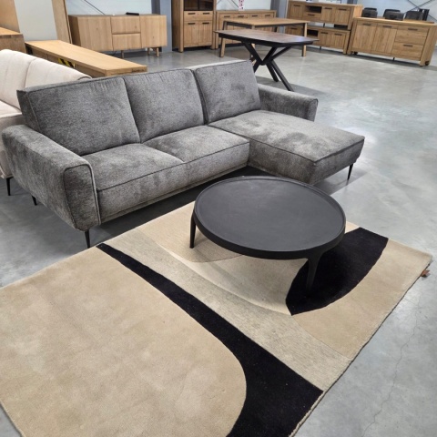 Sofa/ Narożnik z Szezlongiem PUGLIA 260 x 150 cm – Luksusowy Szenil Enzo Antracyt – Sprężyny Kieszeniowe