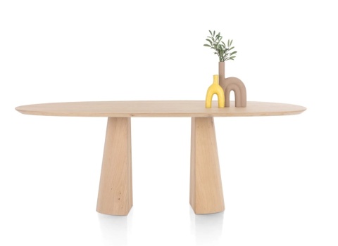 [od ręki] Organiczny Stół Jadalniany TRENTON 240x110 cm – Fornir Dębowy Naturel – Nogi Stożkowe Premium – Henders & Hazel