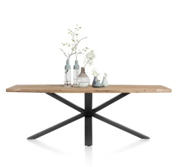 [od ręki] Stół Jadalniany QUEBEC 240x110 cm – Egzotyczne Drewno Kikar – Centralna Metalowa Noga Pająk – Henders & Hazel