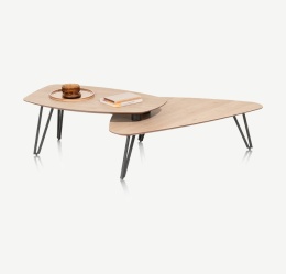 Zestaw 2 Stolików Kawowych LINDFIELD – Organiczny Kształt & Dębowy Design – Xooon