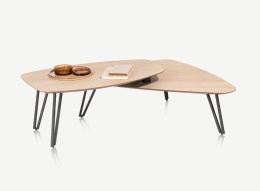 Zestaw 2 Stolików Kawowych LINDFIELD – Organiczny Kształt & Dębowy Design – Xooon
