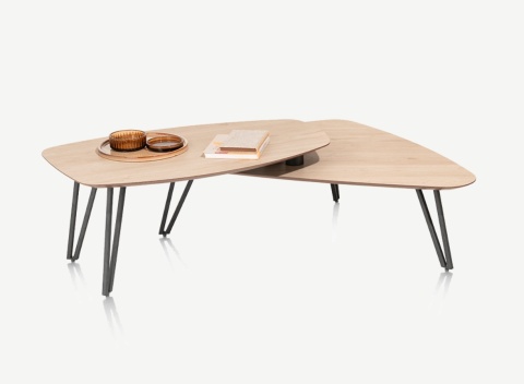 Zestaw 2 Stolików Kawowych LINDFIELD – Organiczny Kształt & Dębowy Design – Xooon