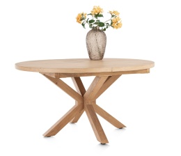 Rozkładany Owalny Stół Jadalniany NYBORG 150-190 x 130 cm – Fornir Dębowy Dune – Matowy Lakier Platinum – Centralna Noga