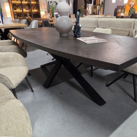 [defekt] Stół METALUXE Wzór Jodełka 240x110 cm – Blat Antracyt – Centralna Noga Pająk – Henders & Hazel / Habufa
