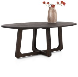 [od ręki] Ekskluzywny Stół Jadalniany ALMORA 210 cm - Blat z Litego Dębu Basalt - Unikalna Podstawa Modern Vintage