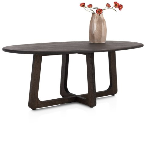[od ręki] Ekskluzywny Stół Jadalniany ALMORA 210 cm - Blat z Litego Dębu Basalt - Unikalna Podstawa Modern Vintage