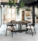[od ręki] Ekskluzywny Stół Jadalniany ALMORA 210 cm - Blat z Litego Dębu Basalt - Unikalna Podstawa Modern Vintage
