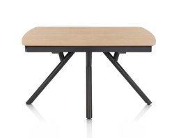 [od ręki] Kompaktowy Stół Rozkładany NOVELLO 140-190 cm - Naturalny Fornir Dębowy - Grafitowa Podstawa Metalowa