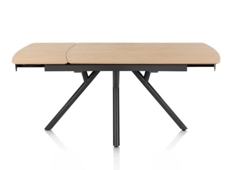 [od ręki] Kompaktowy Stół Rozkładany NOVELLO 140-190 cm - Naturalny Fornir Dębowy - Grafitowa Podstawa Metalowa