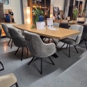 [od ręki] Owalny Stół Jadalniany METALUXE 240 x 110 cm - Blat z Forniru Dębowego we Wzór Jodełki - Noga Centralna
