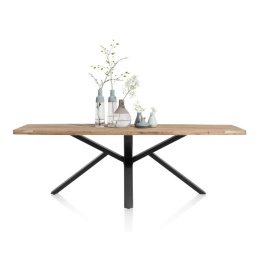 [od ręki] Stół Jadalniany QUEBEC 240x110 cm – Egzotyczne Drewno Kikar – Centralna Metalowa Noga Pająk – Henders & Hazel