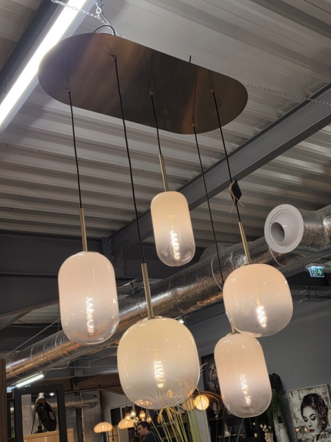 Lampa Wisząca MILKY 5-punktowa, Szklane Kule z Gradientem, Złota - Coco Maison (53223-WIT)