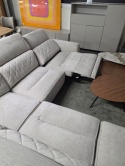 Narożnik Henders & Hazel BUSAN (280 x 220 cm) – elektryczny relaks, regulowane zagłówki, tkanina szenilowa Livigno (Kiezel)