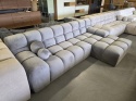 Narożnik w kształcie litery L BOCCA LOUNGE (265 x 162 cm, prawy) – ciemnoszary welur (Velvet Dark Grey), pikowany