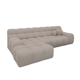 Narożnik w kształcie litery L BOCCA LOUNGE (265 x 162 cm, lewy) – beżowa tkanina strukturalna, pikowany
