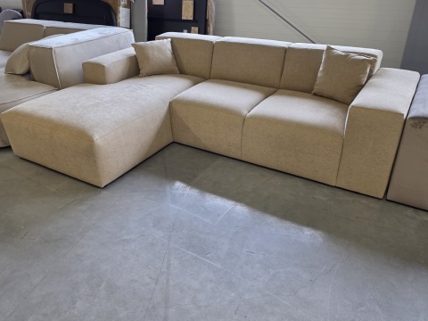 Narożnik w kształcie litery L MILANO LOUNGE (lewy) – beżowa tkanina strukturalna, niski profil