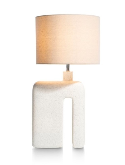 Skandynawska Lampa Stołowa SOREN 62 cm (Aksamitna Struktura Piasku & Lniany Klosz)