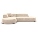 Sofa narożna w kształcie litery L OSLO LOUNGE (234 x 165 cm) – welur Opera Pearl, obłe wykończenie