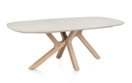 [od ręki] Stół do jadalni Himalaya 210 x 120 cm – owalny blat ceramiczny, dębowa podstawa (Henders & Hazel)