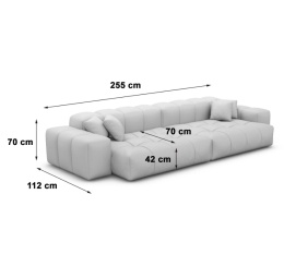 Sofa 4-osobowa CASSINO LOUNGE (255 cm) – beżowa tkanina strukturalna, pikowana forma