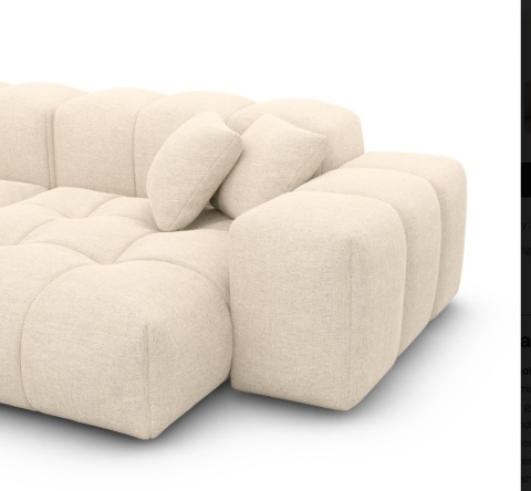 Sofa 4-osobowa CASSINO LOUNGE (255 cm) – beżowa tkanina strukturalna, pikowana forma
