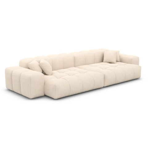 Sofa 4-osobowa CASSINO LOUNGE (255 cm) – beżowa tkanina strukturalna, pikowana forma
