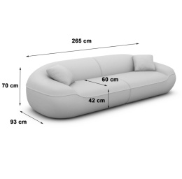 Sofa 4-osobowa AURA LOUNGE (265 cm) – ciemnogranatowy sztruks (Cord Velvet), obła sylwetka