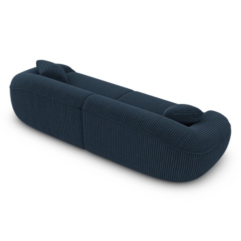 Sofa 4-osobowa AURA LOUNGE (265 cm) – ciemnogranatowy sztruks (Cord Velvet), obła sylwetka