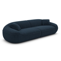Sofa 4-osobowa AURA LOUNGE (265 cm) – ciemnogranatowy sztruks (Cord Velvet), obła sylwetka