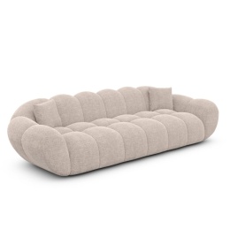 Sofa 4-osobowa MIRA LOUNGE (265 cm) – beżowa tkanina strukturalna, łagodny profil