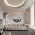 Sofa 4-osobowa MIRA LOUNGE (265 cm) – beżowa tkanina strukturalna, łagodny profil