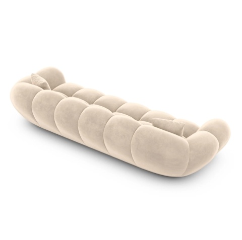 Sofa 4-osobowa MIRA LOUNGE (265 cm) – welur Opera Cream, łagodny profil