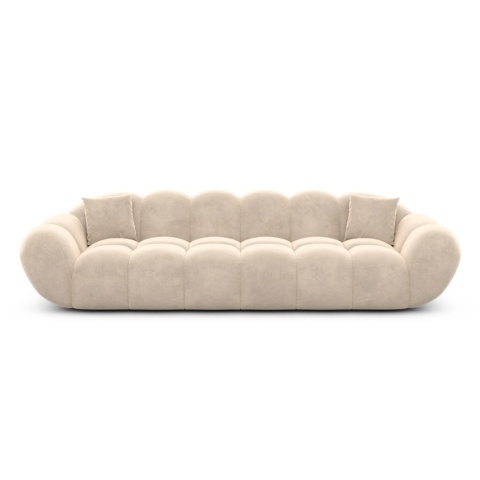 Sofa 4-osobowa MIRA LOUNGE (265 cm) – welur Opera Cream, łagodny profil