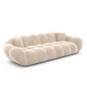 Sofa 4-osobowa MIRA LOUNGE (265 cm) – welur Opera Cream, łagodny profil