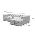 Narożnik w kształcie litery L VERONA LOUNGE (260 x 170 cm, lewy) – jasnoszary welur (Velvet Light Grey), pikowany chesterfield