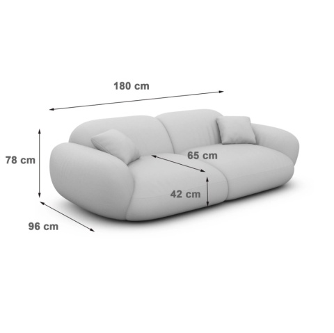Sofa 2-osobowa NORA LOUNGE (180 cm) – tkanina strukturalna, kolor beżowy