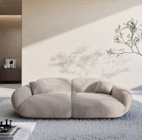 Sofa 2-osobowa NORA LOUNGE (180 cm) – tkanina strukturalna, kolor beżowy