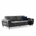 [od reki] Sofa 3-osobowa XOOON PUGLIA 200 cm – sprężyny kieszeniowe, tkanina szenilowa Derby (Antracyt)