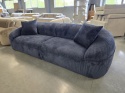 Sofa 4-osobowa AURA LOUNGE (265 cm) – ciemnogranatowy sztruks (Cord Velvet), obła sylwetka
